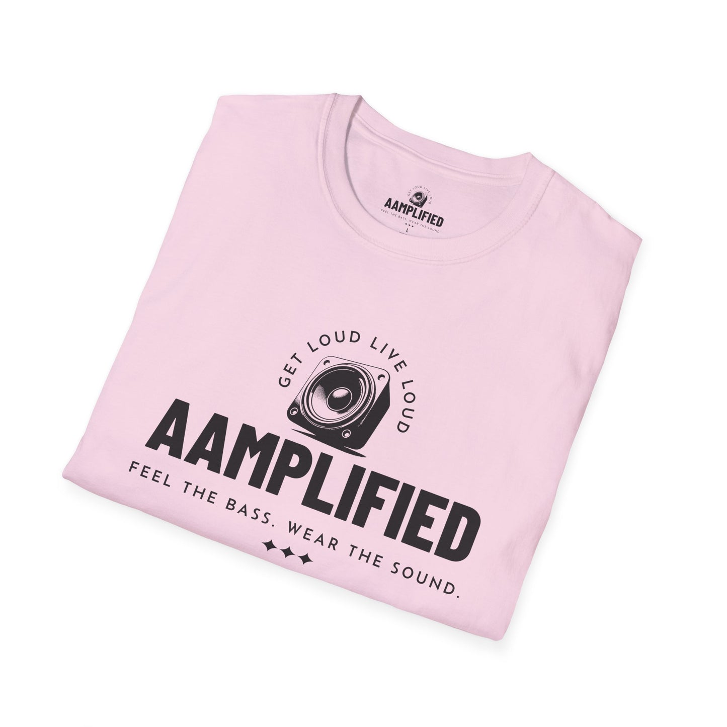 aamplified music unisex softstyle t-shirt - feel the bass, wear the sound