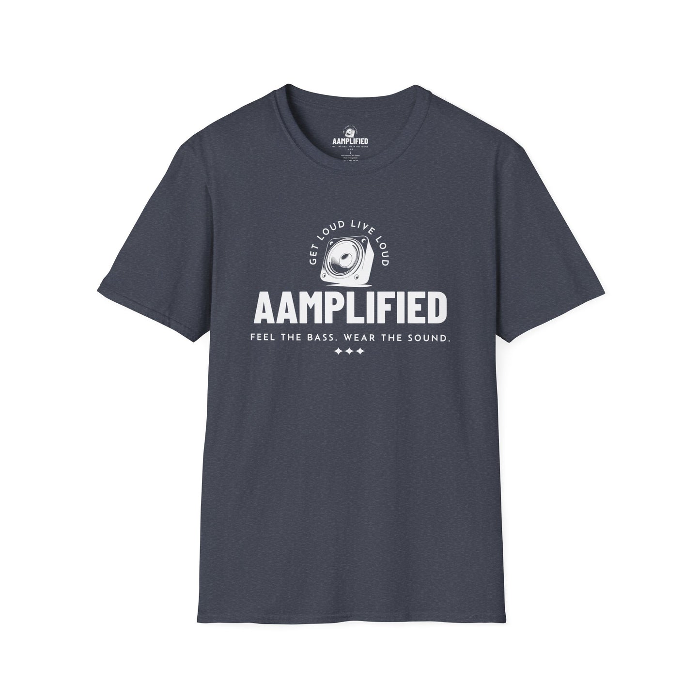 aamplified music lover's t-shirt – feel the bass, wear the sound (darker colors)