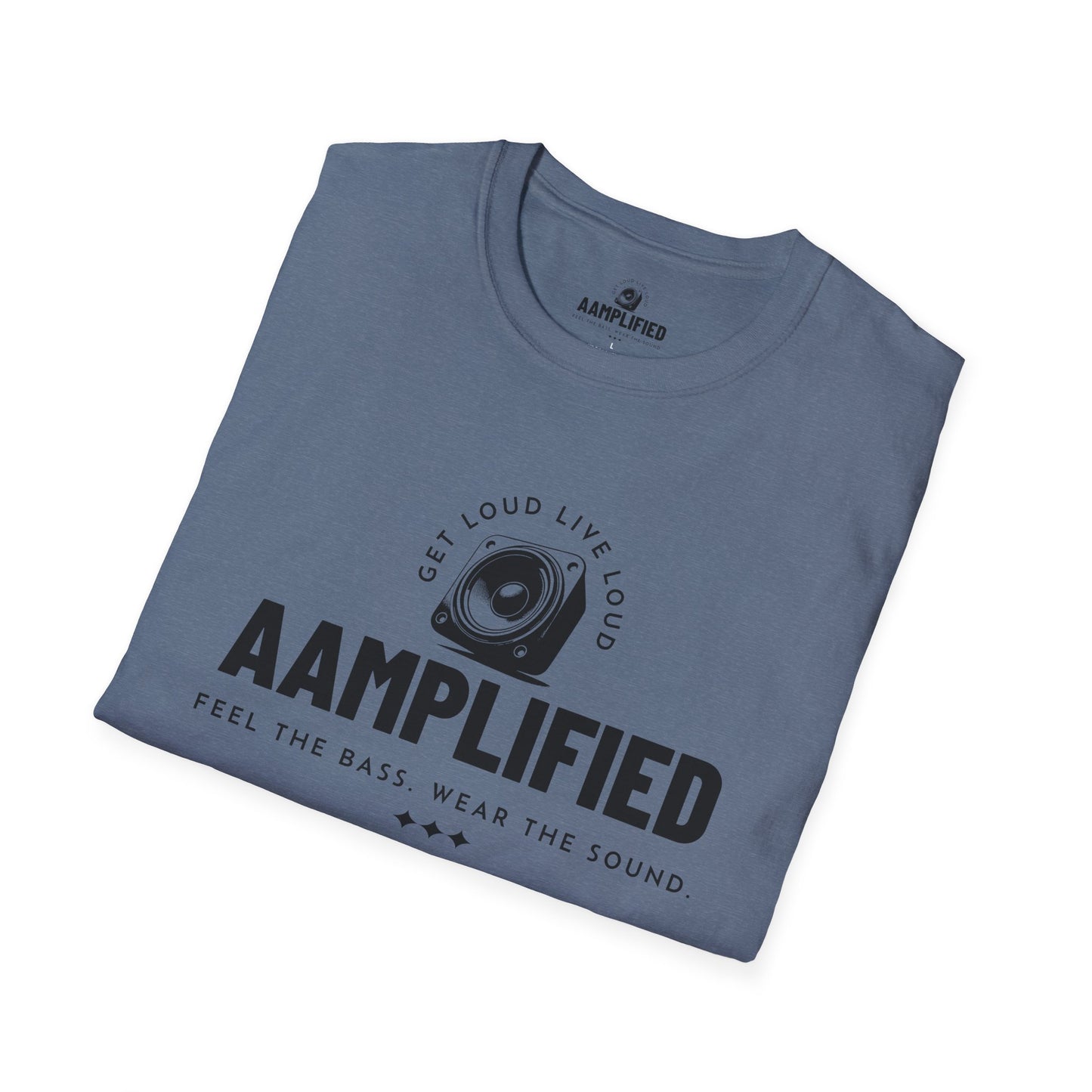 aamplified music unisex softstyle t-shirt - feel the bass, wear the sound