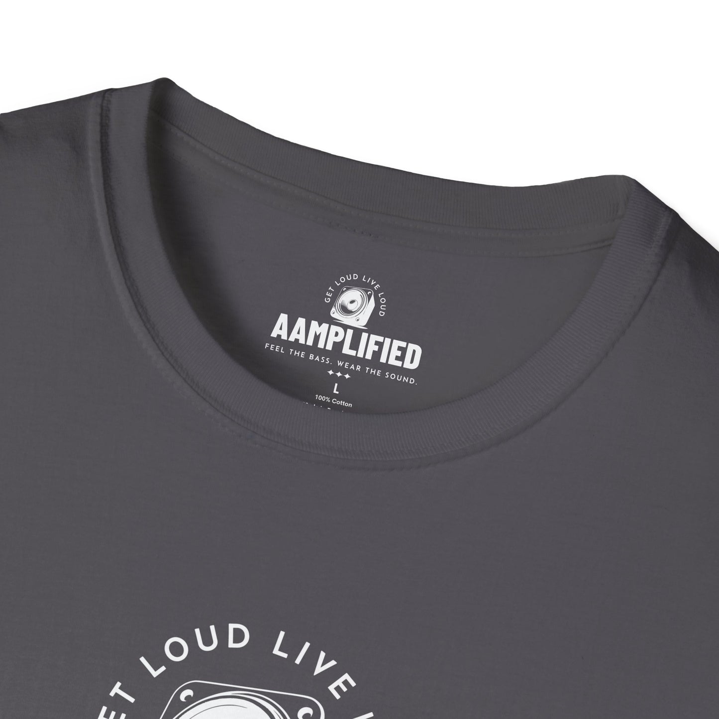 aamplified music lover's t-shirt – feel the bass, wear the sound (darker colors)