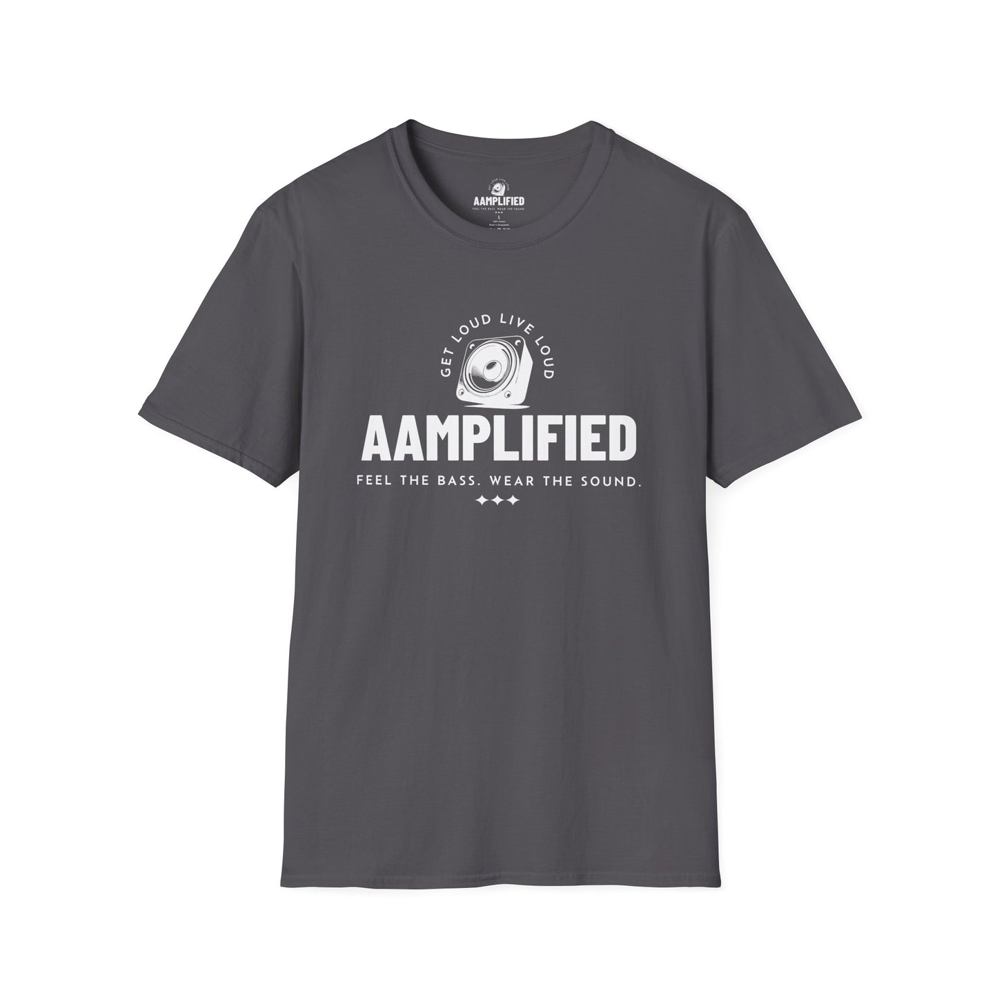 aamplified music lover's t-shirt – feel the bass, wear the sound (darker colors)