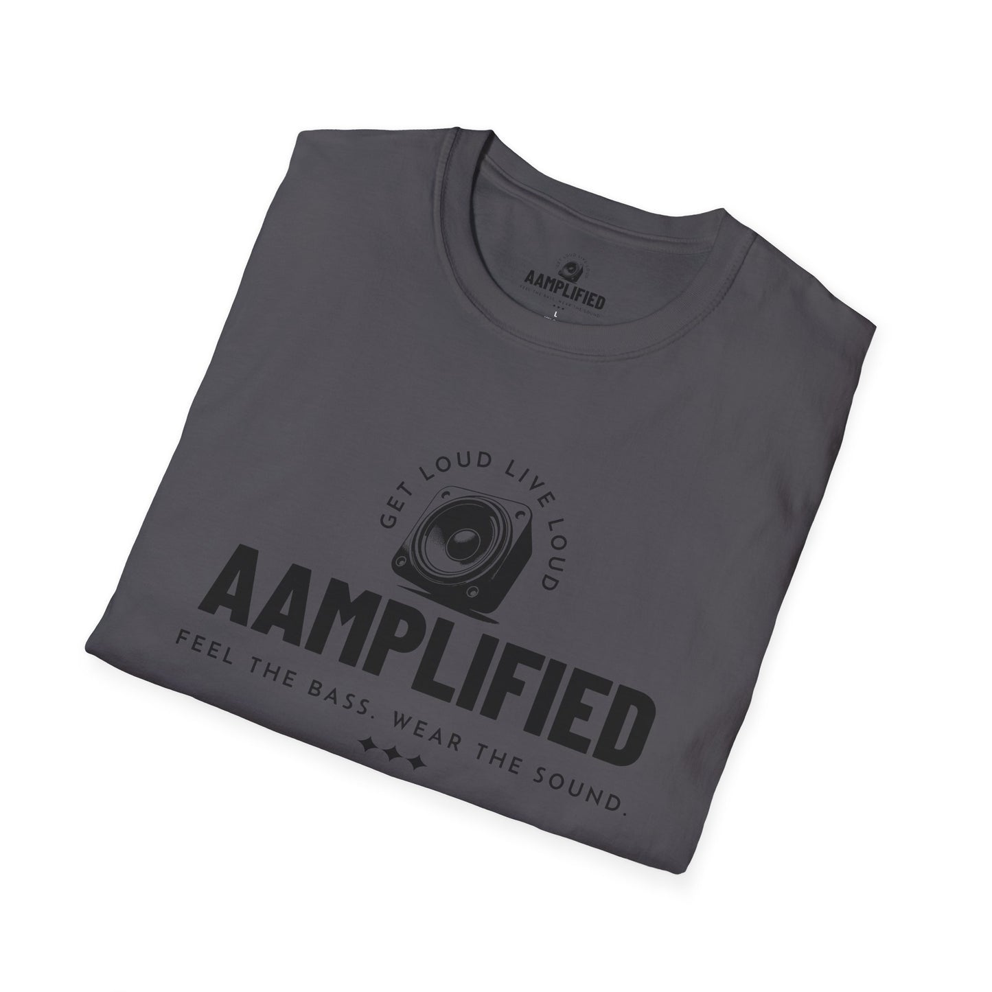 aamplified music unisex softstyle t-shirt - feel the bass, wear the sound
