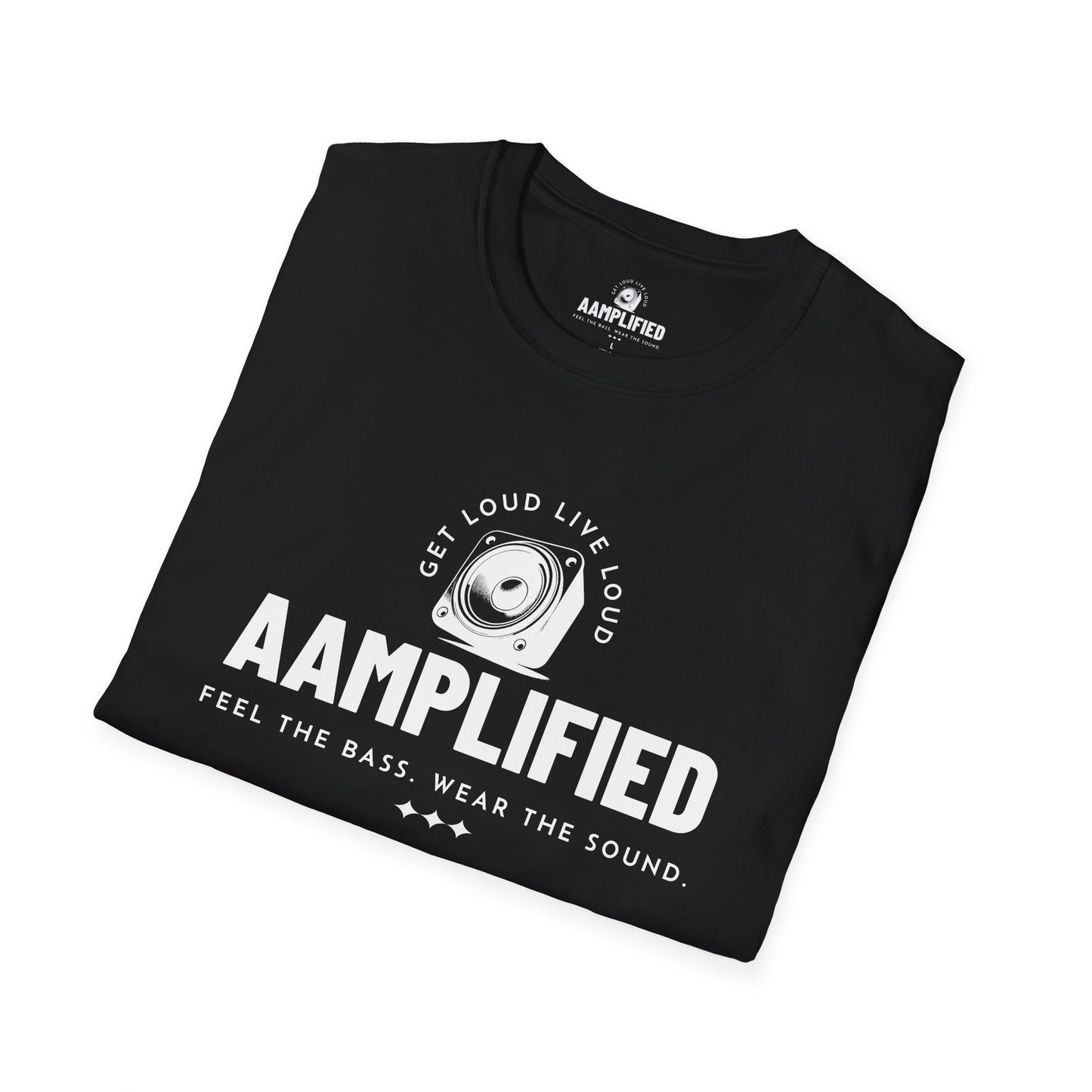 aamplified music lover's t-shirt – feel the bass, wear the sound (darker colors)