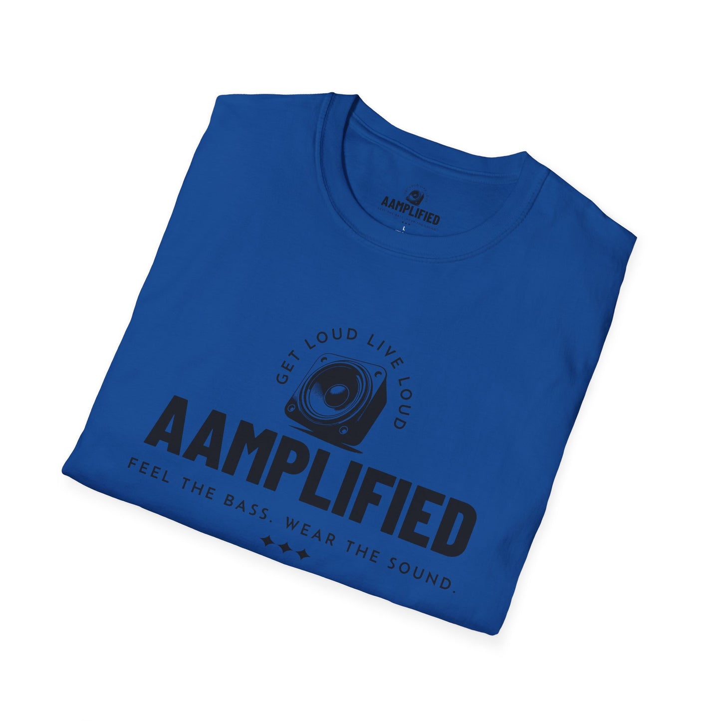 aamplified music unisex softstyle t-shirt - feel the bass, wear the sound