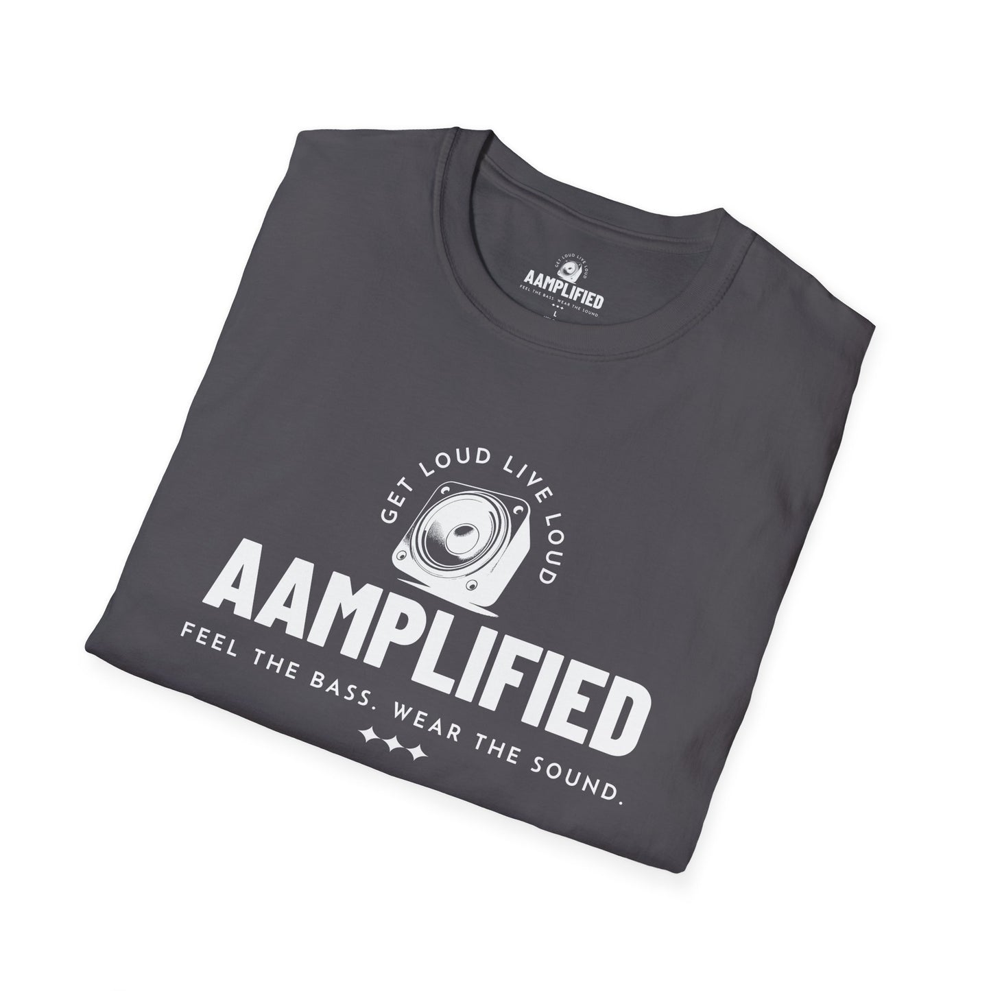 aamplified music lover's t-shirt – feel the bass, wear the sound (darker colors)