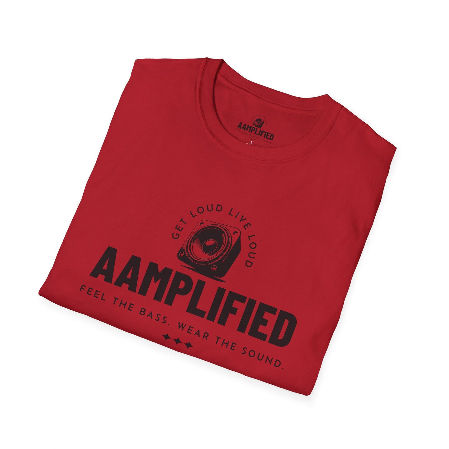 aamplified music unisex softstyle t-shirt - feel the bass, wear the sound