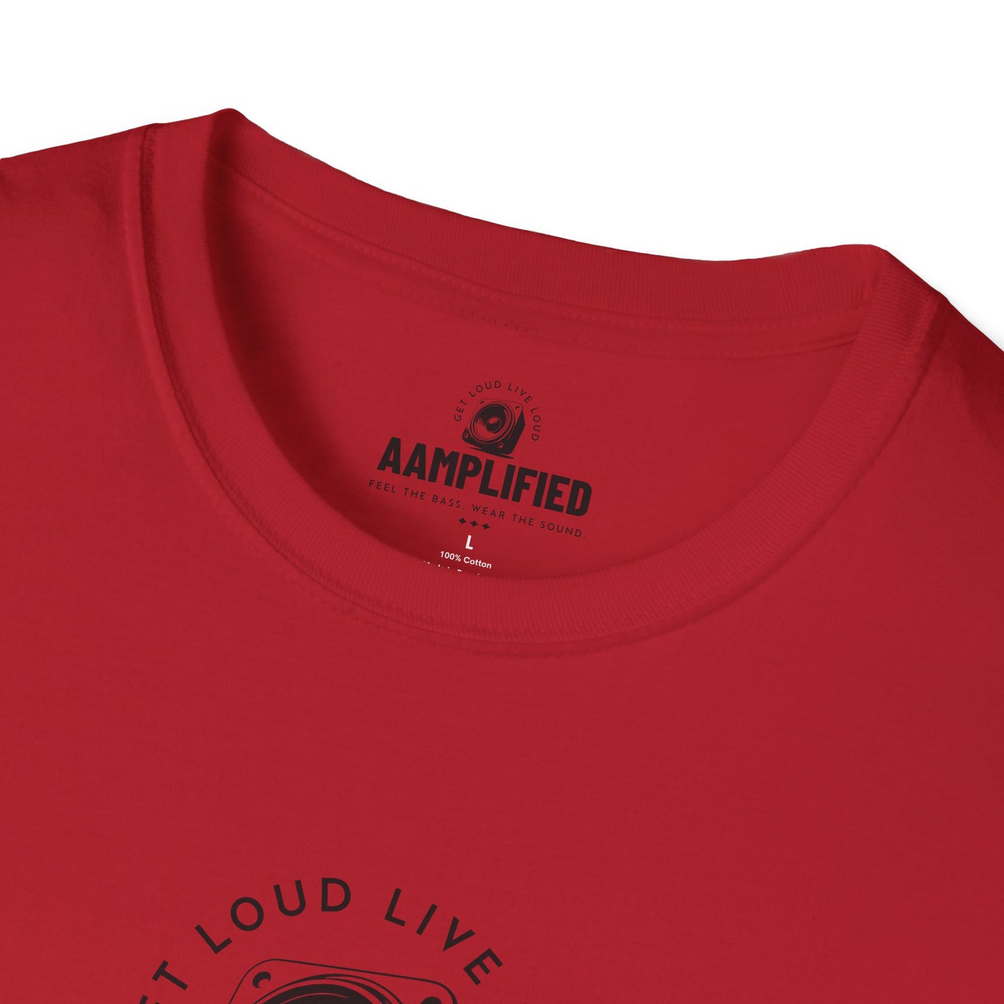 aamplified music unisex softstyle t-shirt - feel the bass, wear the sound
