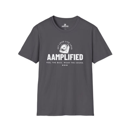 AAMPLIFIED Music Lover's T-Shirt – Feel the Bass, Wear the Sound (Darker Colors)