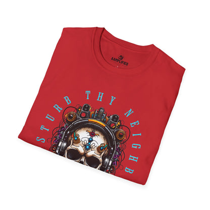 AAmplified Skull Graphic T-Shirt for Music Lovers - "Disturb Thy Neighbor"
