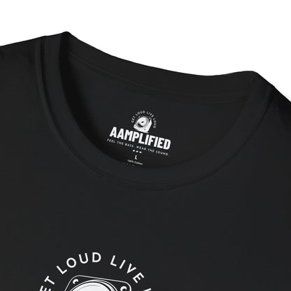 AAMPLIFIED Music Lover's T-Shirt – Feel the Bass, Wear the Sound (Darker Colors)