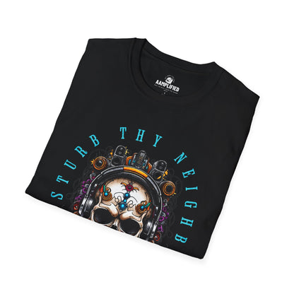 AAmplified Skull Graphic T-Shirt for Music Lovers - "Disturb Thy Neighbor"