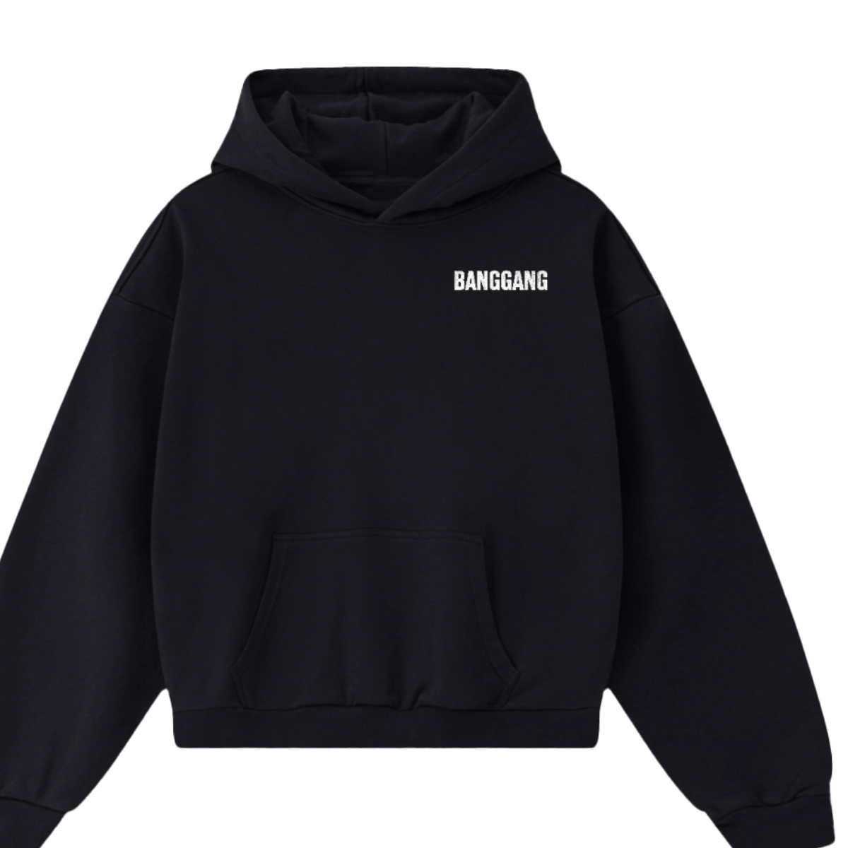 Black hoodie with a zipper on a white background