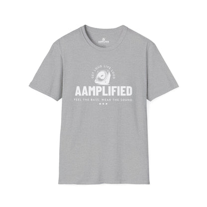 AAMPLIFIED Music Lover's T-Shirt – Feel the Bass, Wear the Sound (Darker Colors)