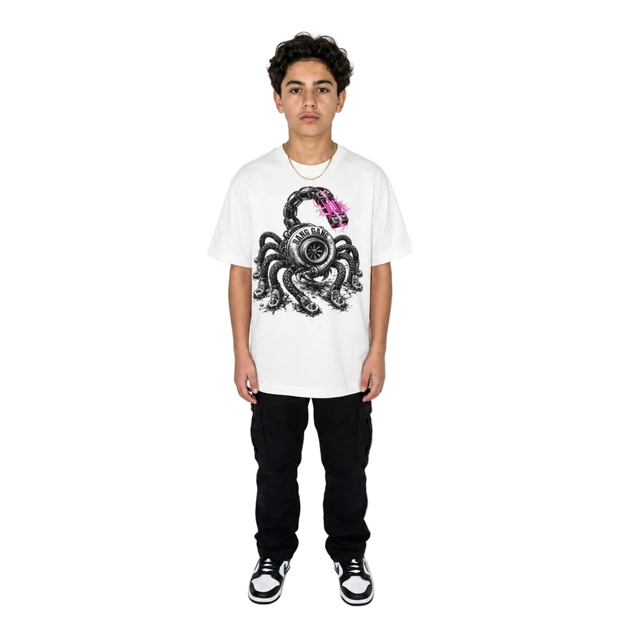 Teen wearing bang gang tee