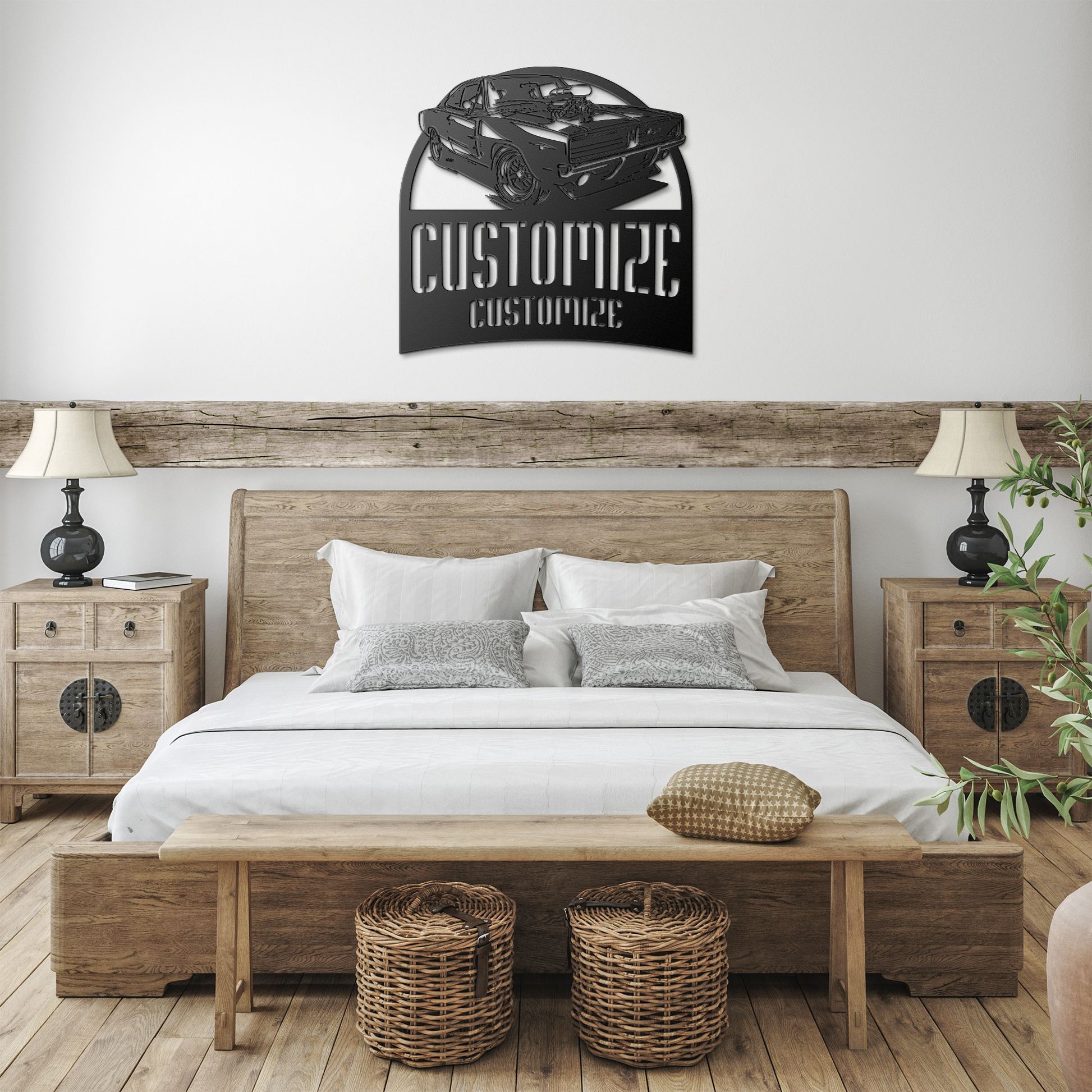 Customizable_Muscle_Car_Metal_Print_Black_Farmhouse_Bedroom_Mockup.png
