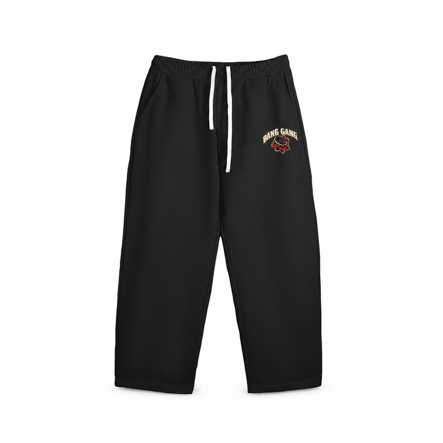 Bang Gang Bass and Roses heavyweight sweatpants on pure white background