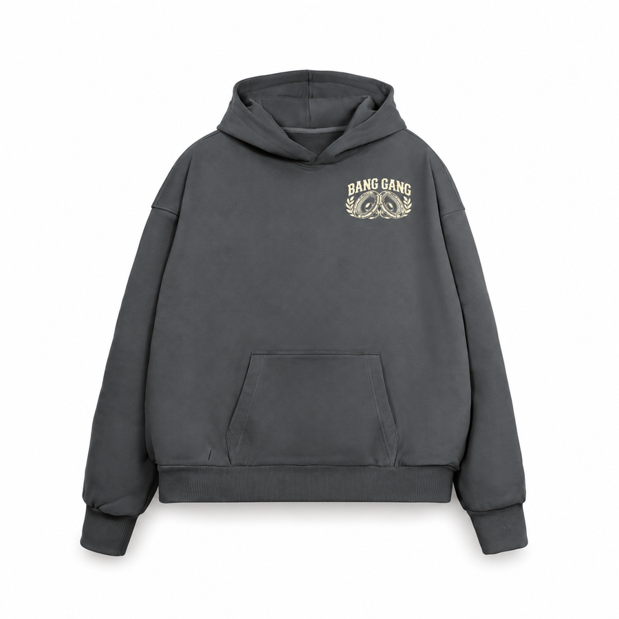 Bang Gang Twin Cones heavyweight hoodie front on pure white background